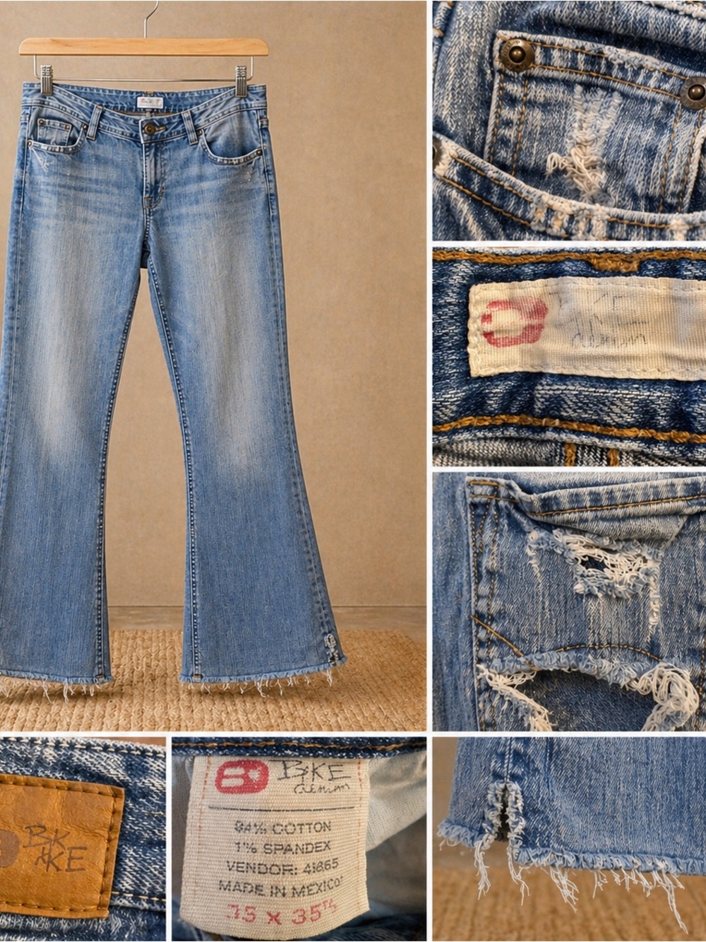 BKE Light Blue Flare Jeans with Distressed Hem